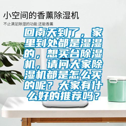 回南天到了，家里到處都是濕濕的，想買臺除濕機，請問大家除濕機都是怎么買的呢？大家有什么好的推薦嗎？